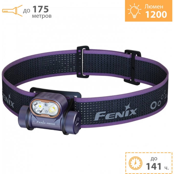 Налобный фонарь FENIX HM55R пурпурный HM55Rpu